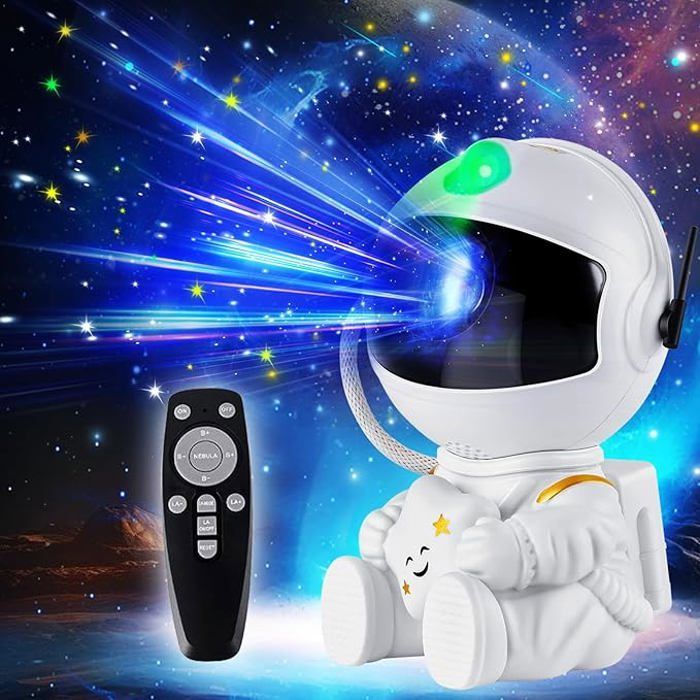 Astronaute Projecteur ciel etoile avec Nébuleuse et Étoile, Minuterie, Télécommande et Angle Réglable pour les enfants