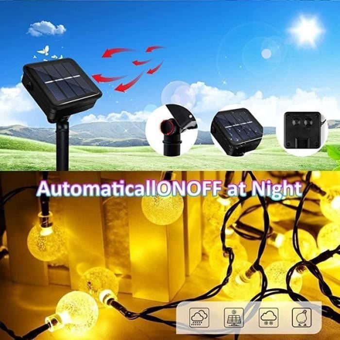 Guirnalda de luces exteriores AMOUNE de 7 m (23 pies) - Alimentación solar - 50 LED - Bolas de cristal - Resistencia al agua IP65