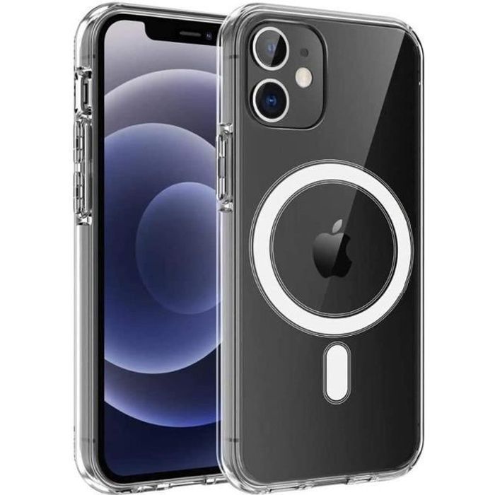 Funda para iPhone 12 MINI - Phonillico - Silicona transparente - Círculo magnético - Flexible - Resistente a los golpes