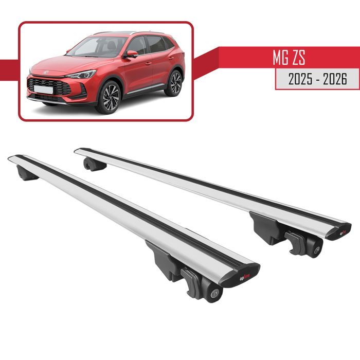 Barras de techo HOOK compatibles con MG ZS 2025-2026, portaequipajes para coche, aluminio gris, 2 barras.