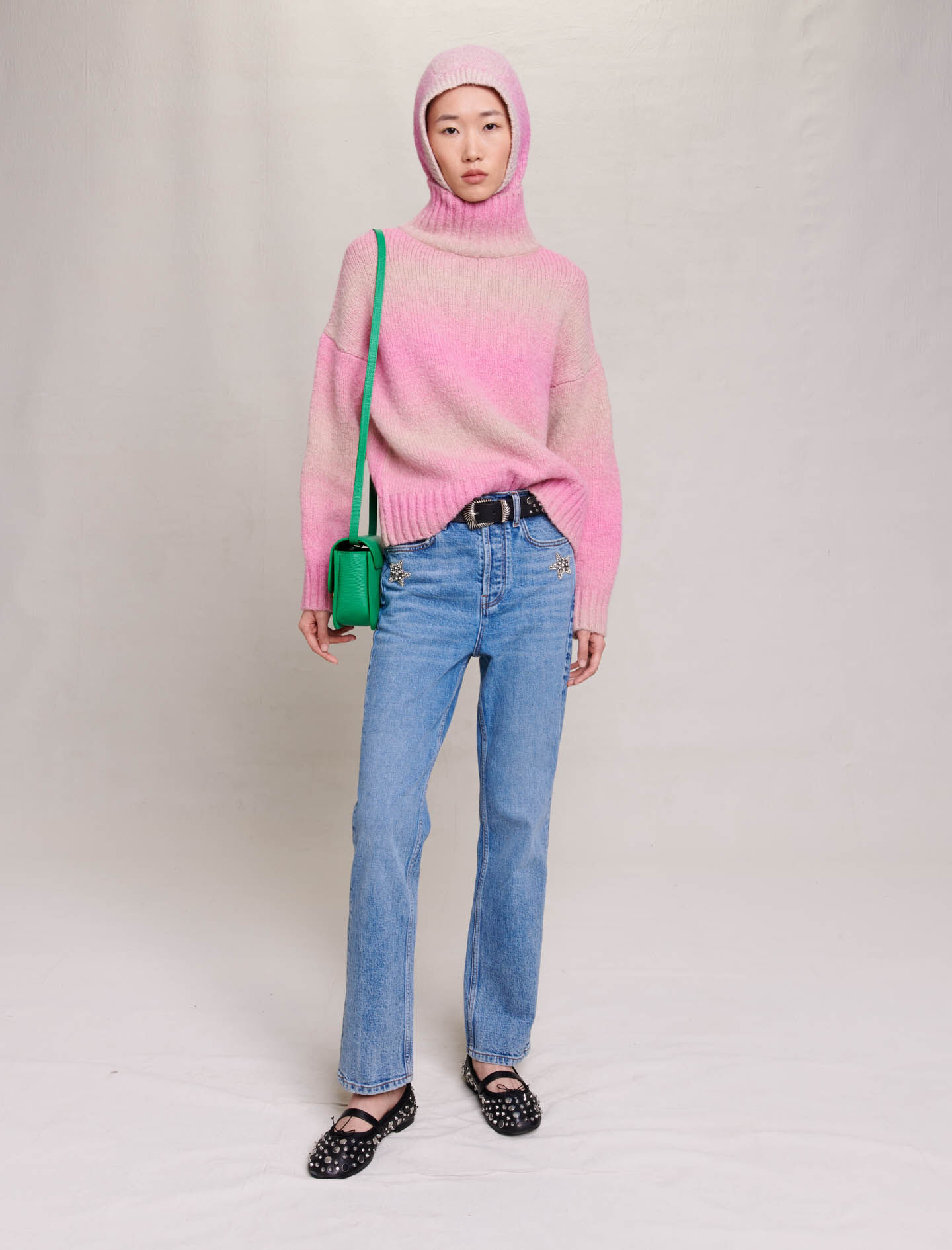 Pulover tricotat cu model ombre - Roz
