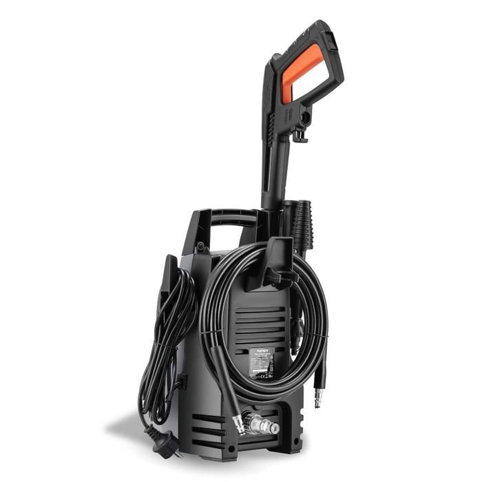 Hidrolimpiadora de alta presión FUXTEC FX HDR1400, 1400 W, 110 bar, 390 l/h, boquilla ajustable, manguera y pistola de alta presión.