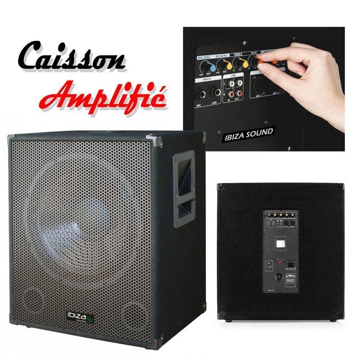 Pacchetto audio DJ Ibiza 2200W - Subwoofer SUB15A da 800W - 2 altoparlanti DISCO15B da 700W - 2 macchine per bolle di sapone - 2 effetti luce