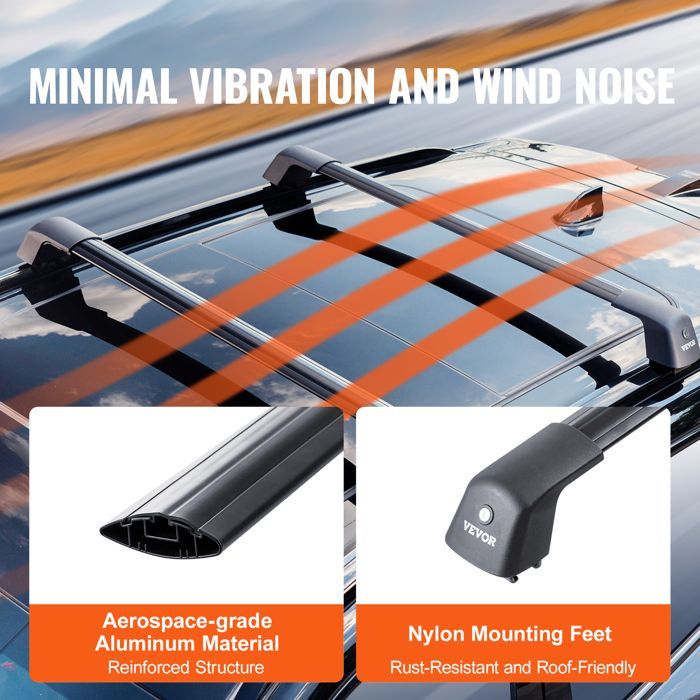 Barras transversales de techo universales VEVOR - 122,8 cm - Barras de techo de aluminio para coches - para SUV, sedanes y furgonetas
