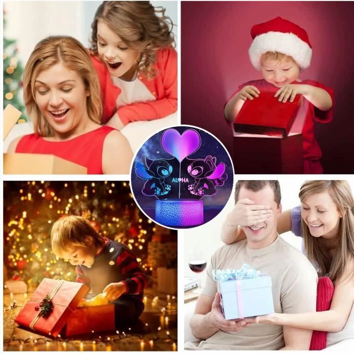 Lámpara navideña KENLUMO Stitch para niños, regalo para niñas, lámpara de mesita de noche LED con control remoto, cambio de color táctil, luz nocturna decorativa