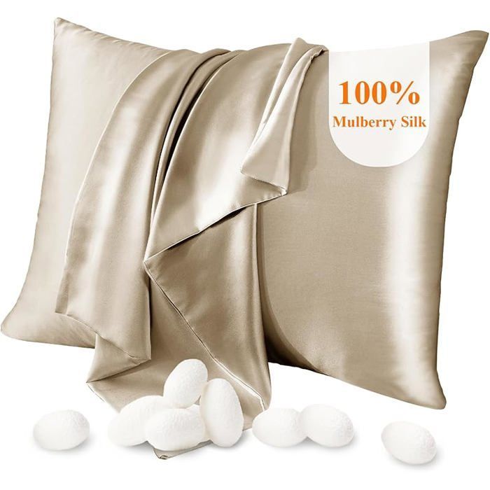 Silk Pillowcase, for Hair and Skin, Double-Sided Mulberry Silk Pillowcase, Soft and Breathable (48x74cm, 2 pieces)