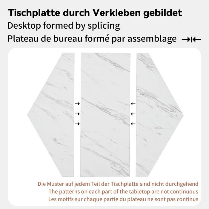 Table à manger Moderne - MDF - Pieds de Table Dorés - Table de Cuisine - 115.5x100x75cm - Blanc