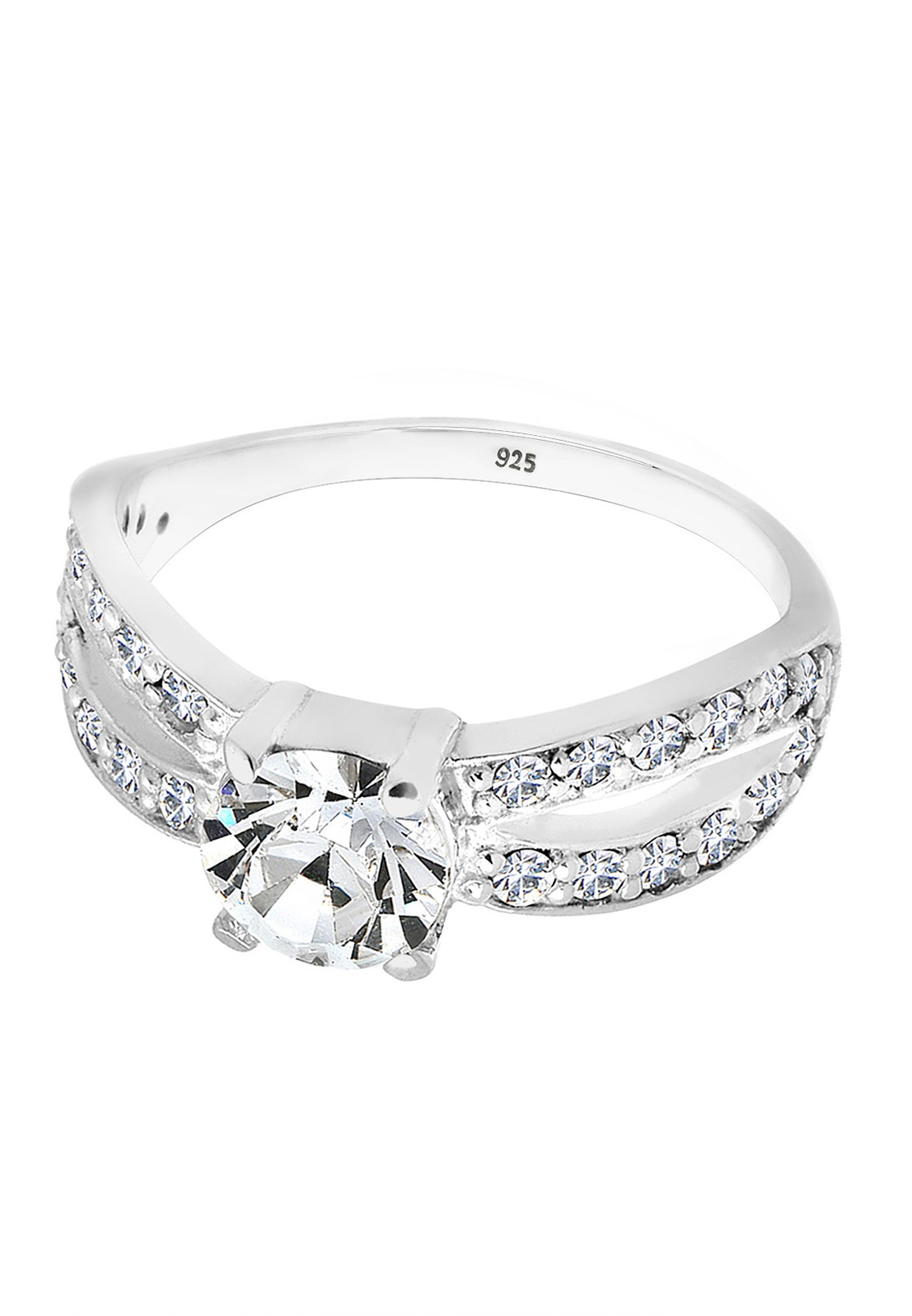 Elli Femmes Solitaire Glamoureux avec cristal en argent sterling 925