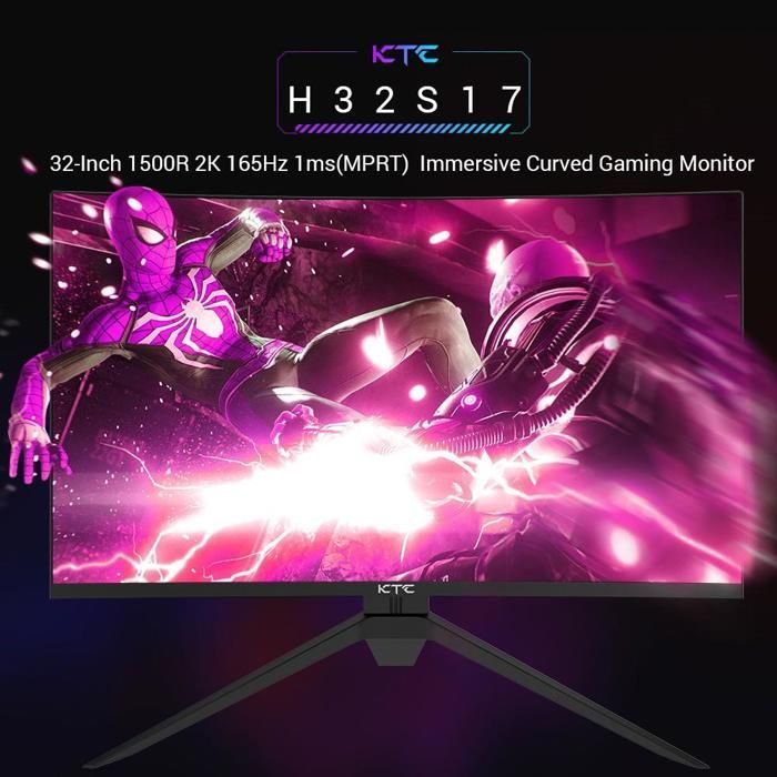 Monitor curvo para juegos KTC H32S17 de 32 pulgadas, 2560x1440 QHD, 180 Hz.
