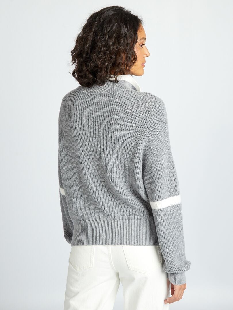 Jersey de cuello alto con cremallera - GRIS