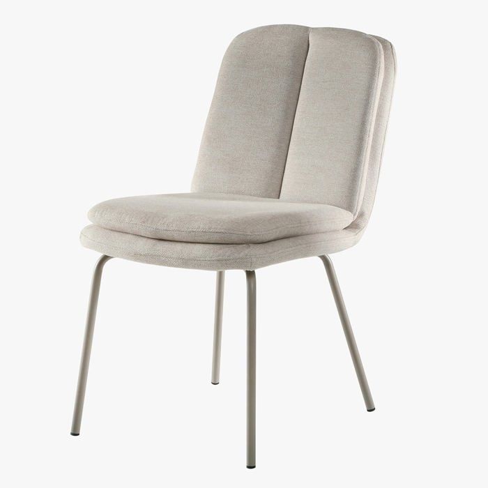 CALICOSY - Set of 4 fabric chairs with beige metal legs, H85 cm - LYSA - Beige