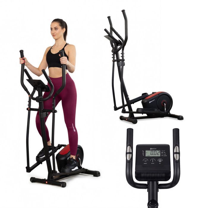 Hop-Sport HS-2050C Cosmo Indoor Elliptische Trainer, 9 kg vliegwiel, 8 niveaus magnetische weerstand, maximaal gebruikersgewicht 100 kg, rood