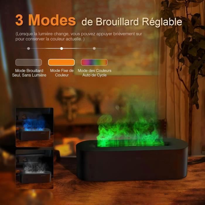 Diffuser voor etherische oliën - Aromadiffuser met 7 kleuren veranderende vlam - Mini ultrasone luchtbevochtiger van 150 ml