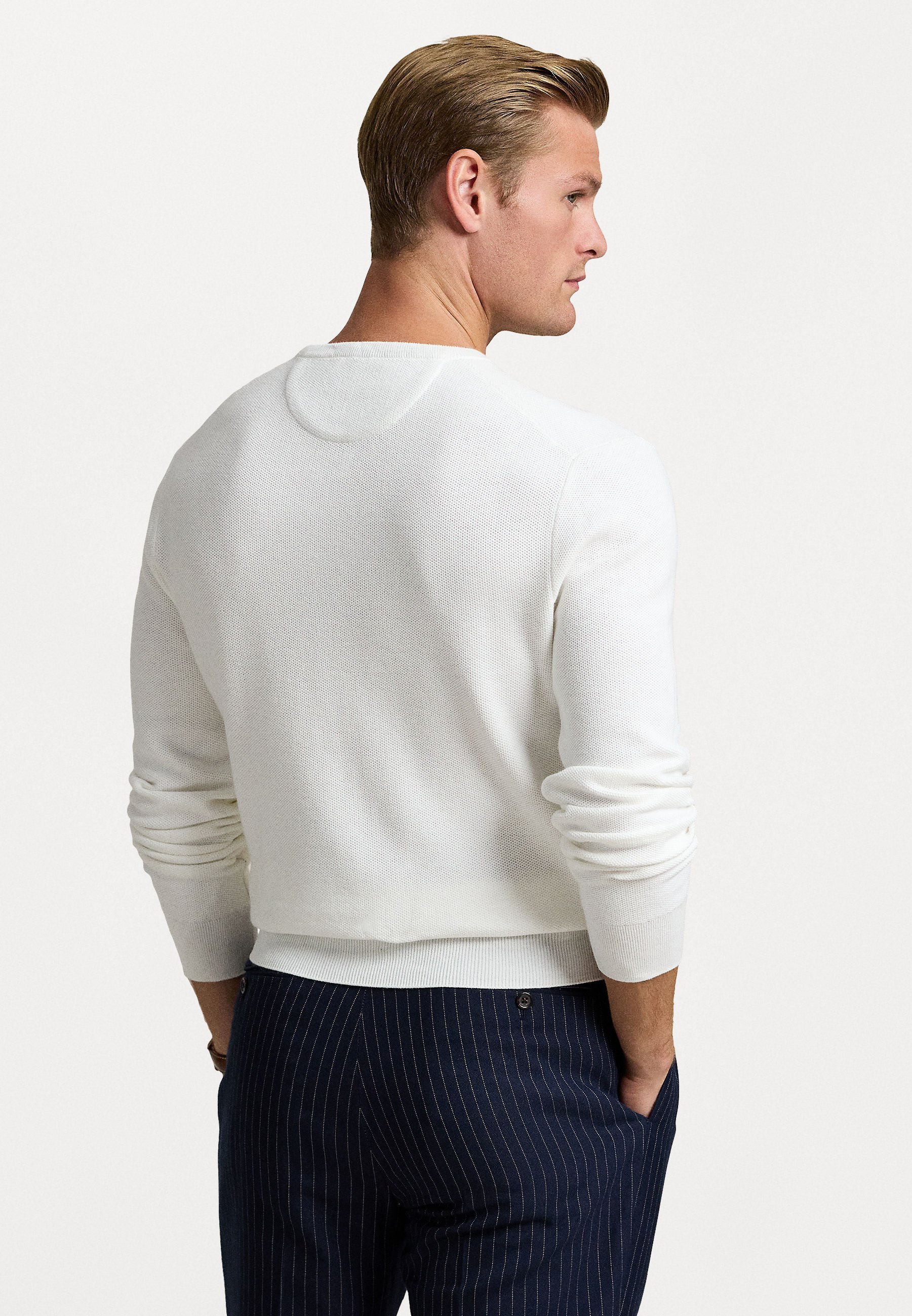 Polo Ralph Lauren gebreide katoenen trui met ronde hals - Jumper - deckwash wit