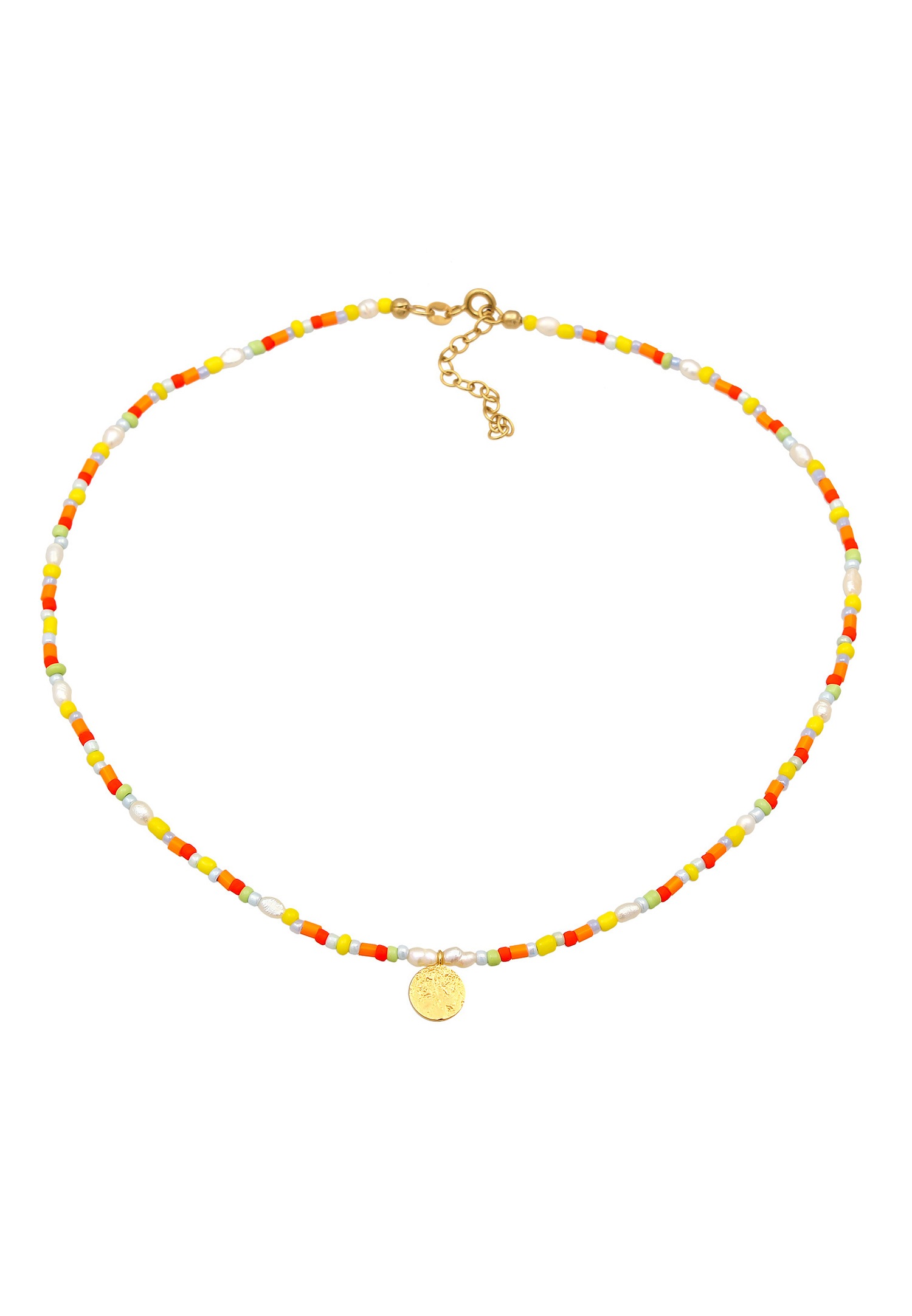 Elli Pendentif femme Choker plaquette Beads Boho en argent sterling 925 plaqué or