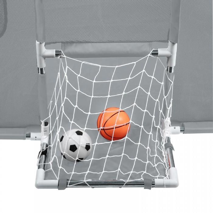 Parque infantil de 180x120 cm - MIPAN - Con balón de fútbol + balón de baloncesto + ventosa + anilla - Centro de actividades - Gris oscuro