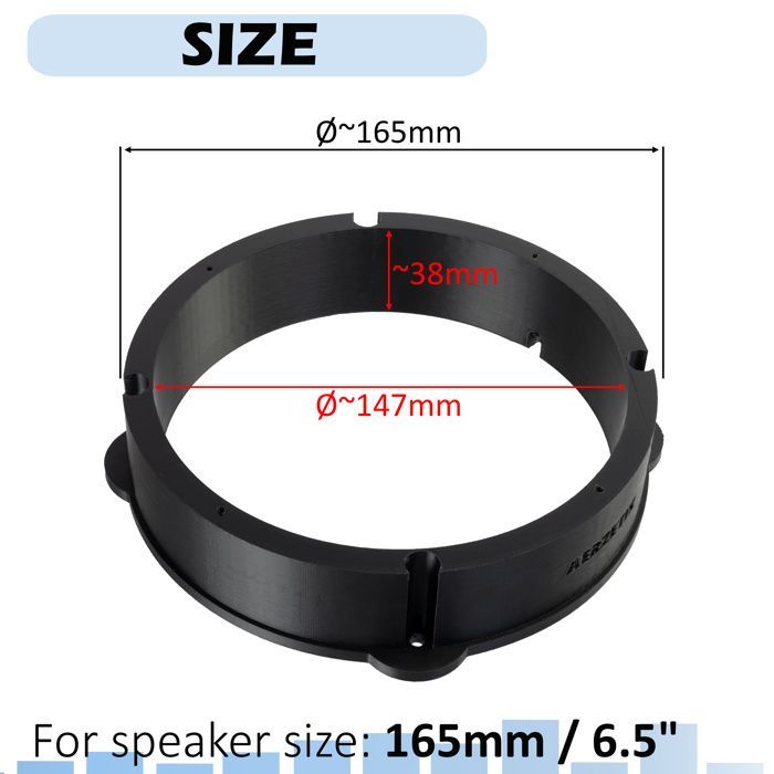 AERZETIX | 2-delige luidsprekeradapterset Ø165 mm in zwart kunststof | Compatibel met VW Golf IV (1J/1K), V (1K), Polo IV