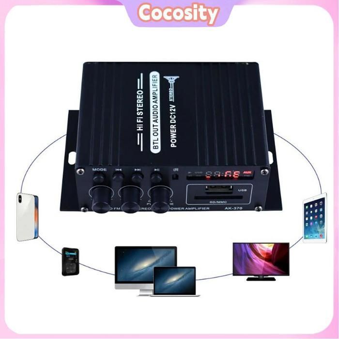 Sistema estéreo para coche Cocosity de 400 W (2 x 200 W) con amplificador de audio HiFi, subwoofer y sistema de vídeo - Negro