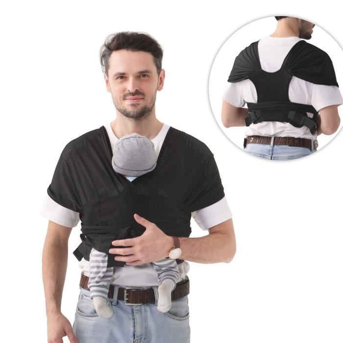 Baby sling - lightweight kangaroo-style baby carrier with chest harness for mom and dad - newborn to 20 kg, Black