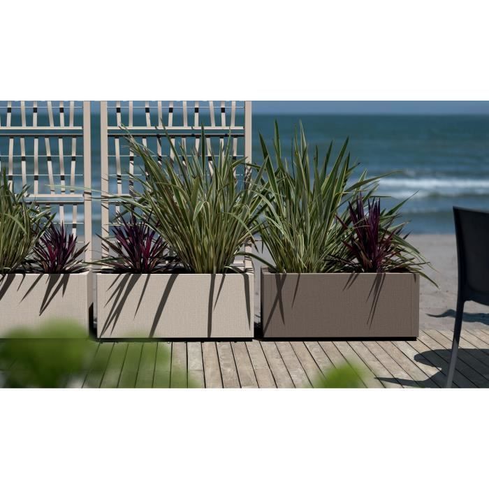 STEFANPLAST ETHICA Rechteckiger Blumenkasten/Pflanzkasten 80 cm - 80x36x35cm - Taupe