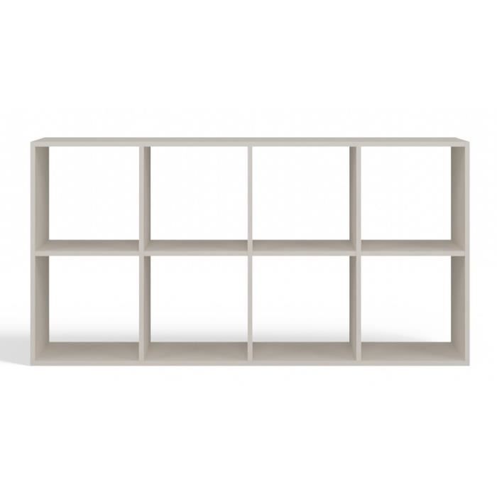 Étagère modulable 8 cubes - MARION - Bibliothèque 8 cases - 147x30x75 cm - Meuble de rangement - Beige
