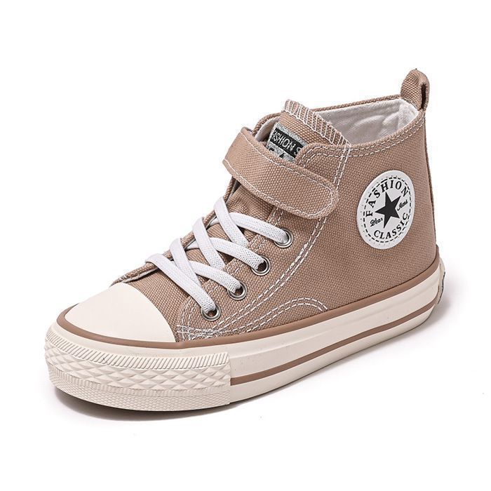 Baskets Toile Mixte Enfant Haute Chaussures Léger Respirante Antidérapant Pour Garcon et Fille - Kaki