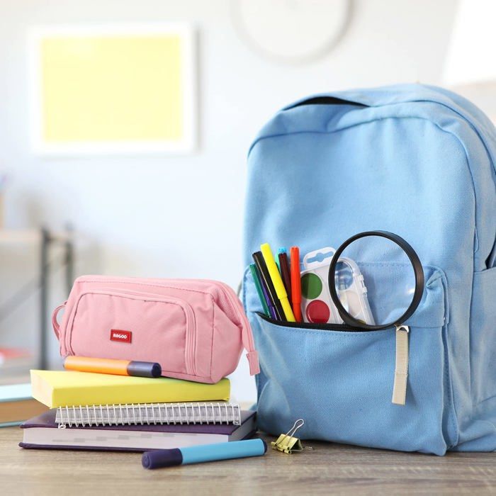 Pencil case - Pink - Large - Zipped - Canvas - Multifunctional