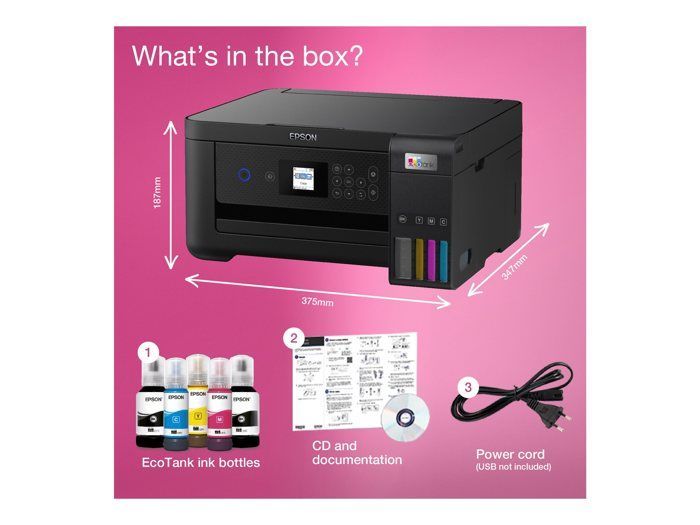 Multifunction Printer - Epson - EcoTank ET-2850 - Inkjet - Wireless - A4