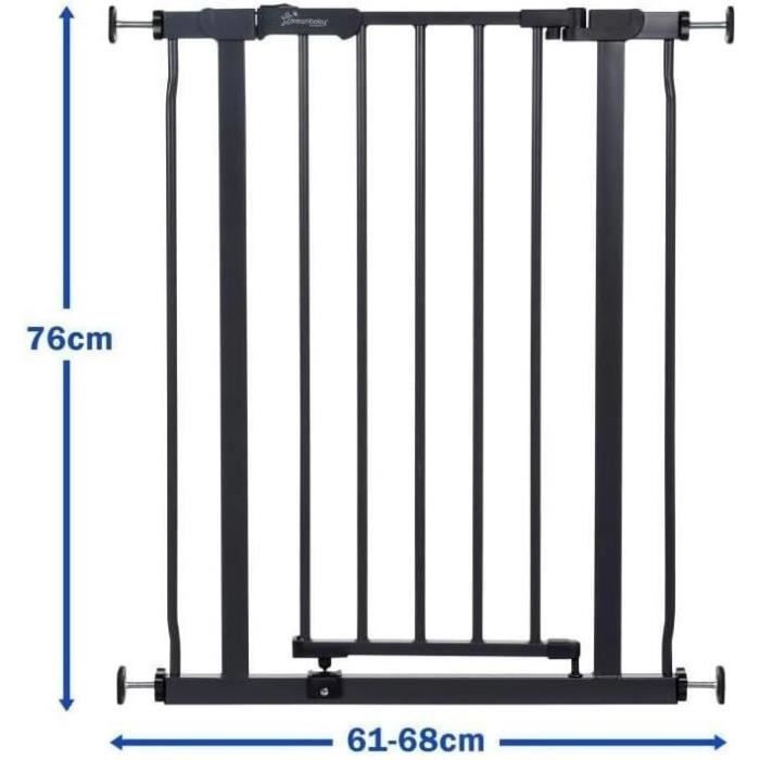Barrière de sécurité - DREAMBABY - AVA - Montée par pression - 61-68 x 75 cm - Double verrouillage - Anthracite