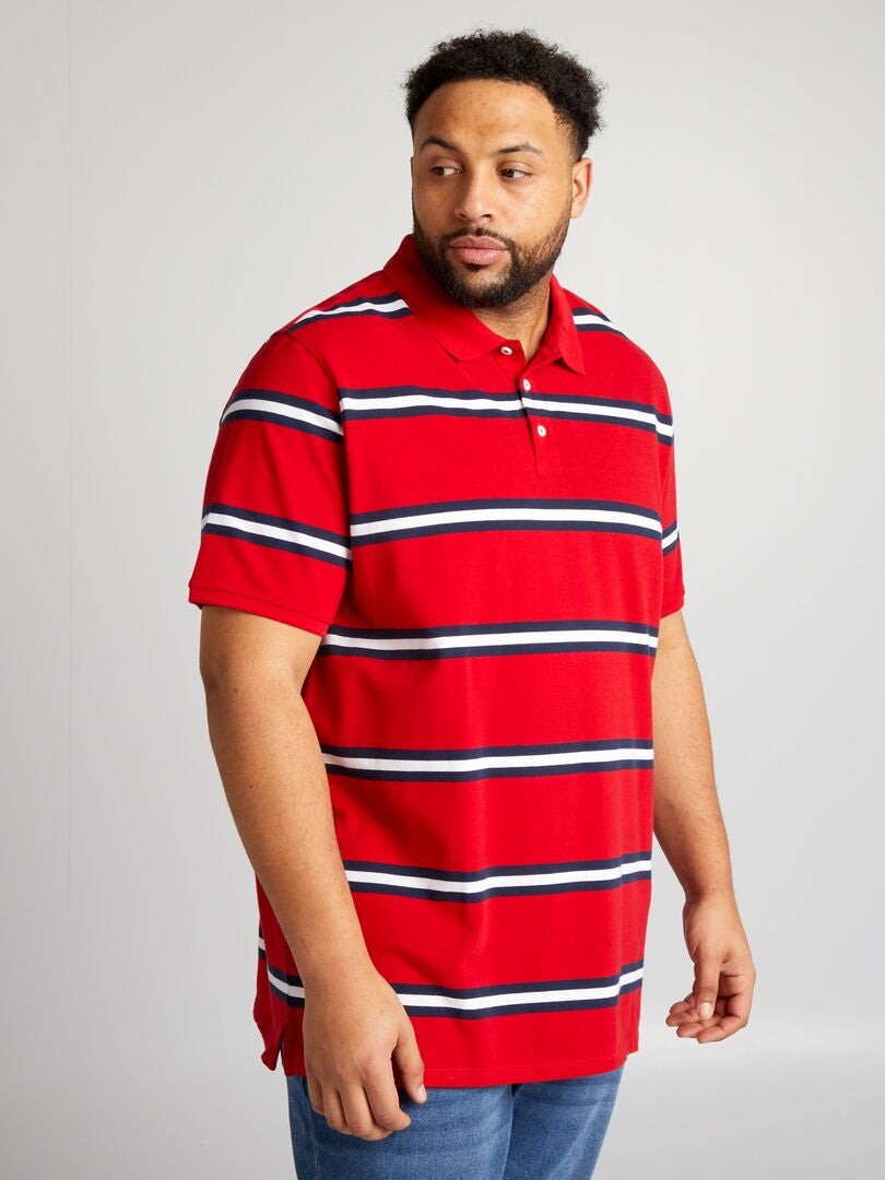 Gestreept katoenen poloshirt - rood