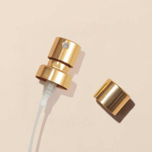 Vaporisateur pour flacon de parfum - Vente en gros - Pompe pour bouchons de parfum, or brillant, 100 µl/0,1 cc, FEA 15, type à sertir (avec bague)