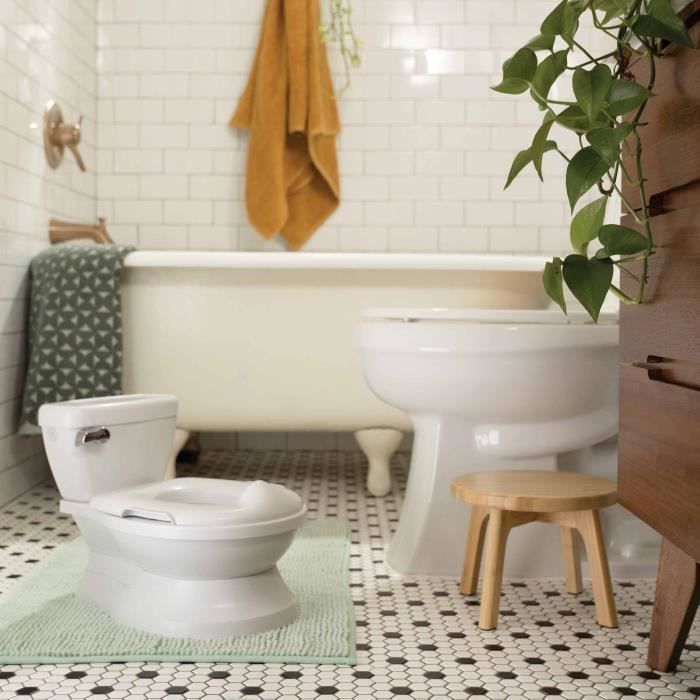 Ingenuity Mini WC per bambini con riduttore per sedile incluso, scarico musicale e vano porta salviettine integrato, bianco