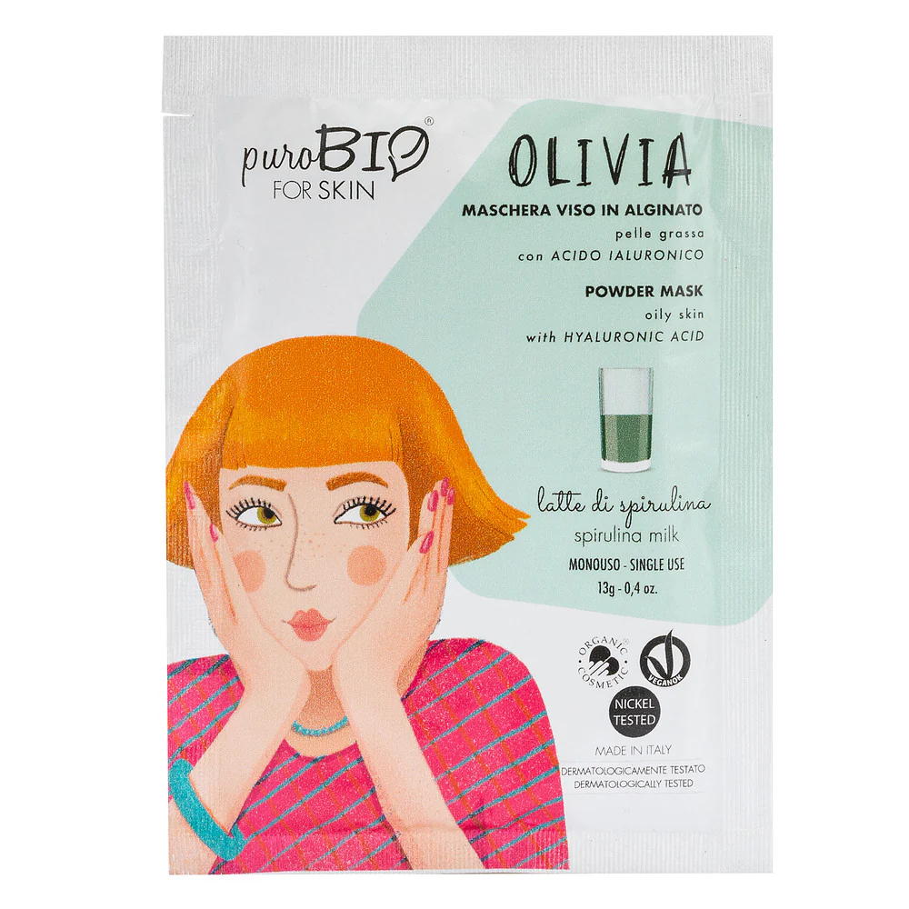 Viso OLIVIA Maschera Viso Peel Off - Pelle Grassa-LATTE DI SPIRULINA - Maschera Purificante viso