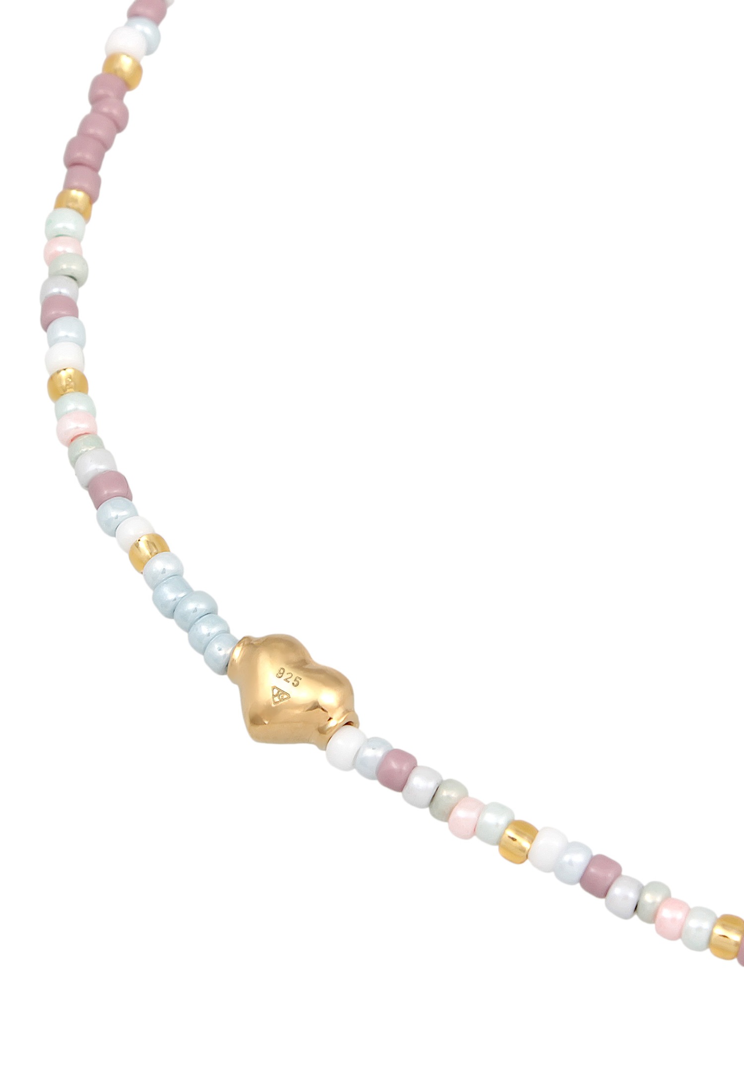 Elli Femmes pendentif coeur verre perles été multicolore en argent sterling 925 plaqué or