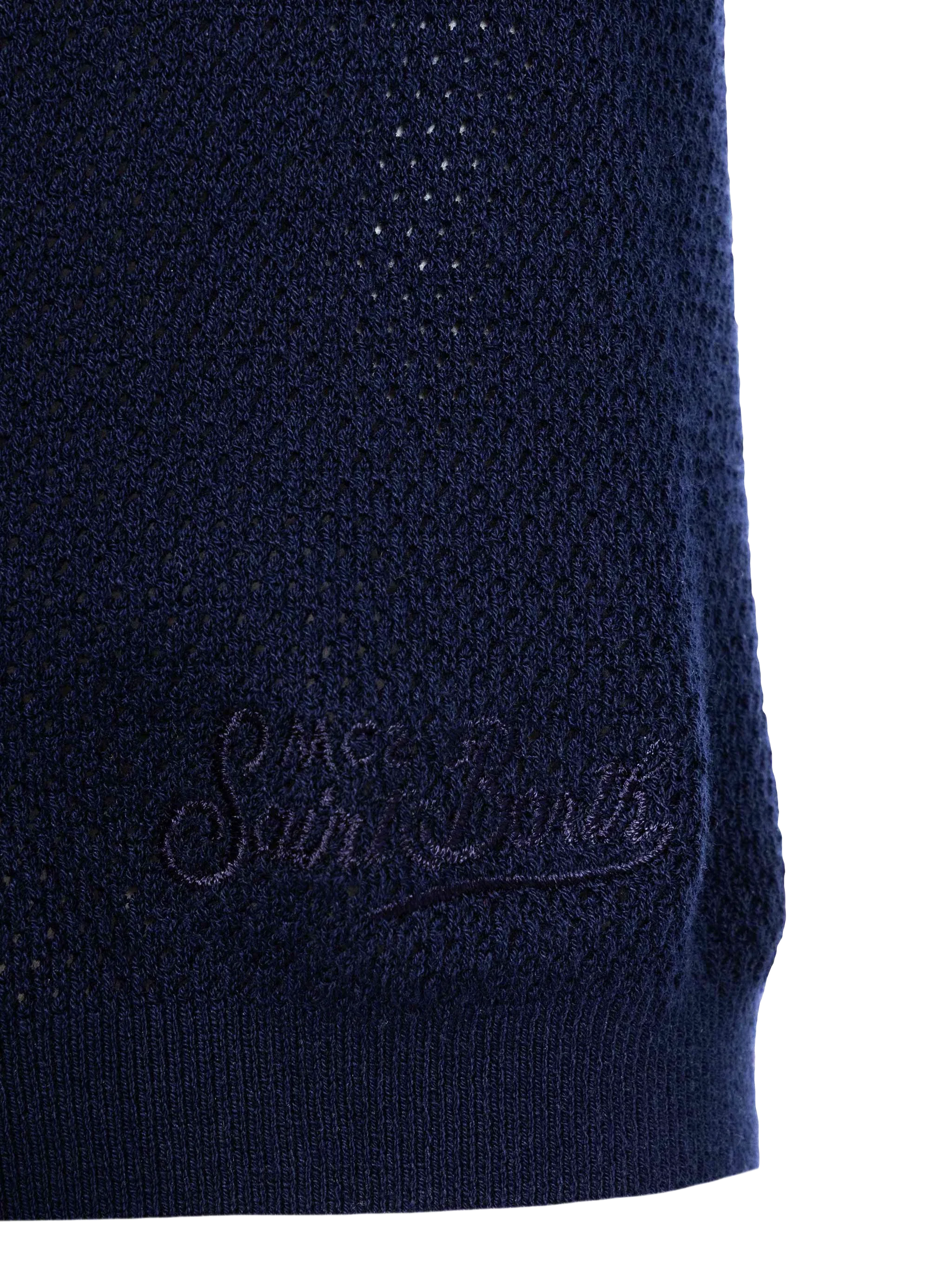 Sloan poloshirt zonder knoopjes in marineblauw mesh