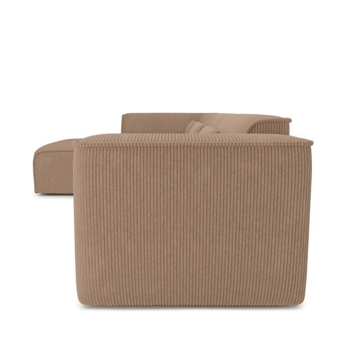 NUNA 5/6-Sitzer Ecksofa mit fester linker Seite aus braunem Cord