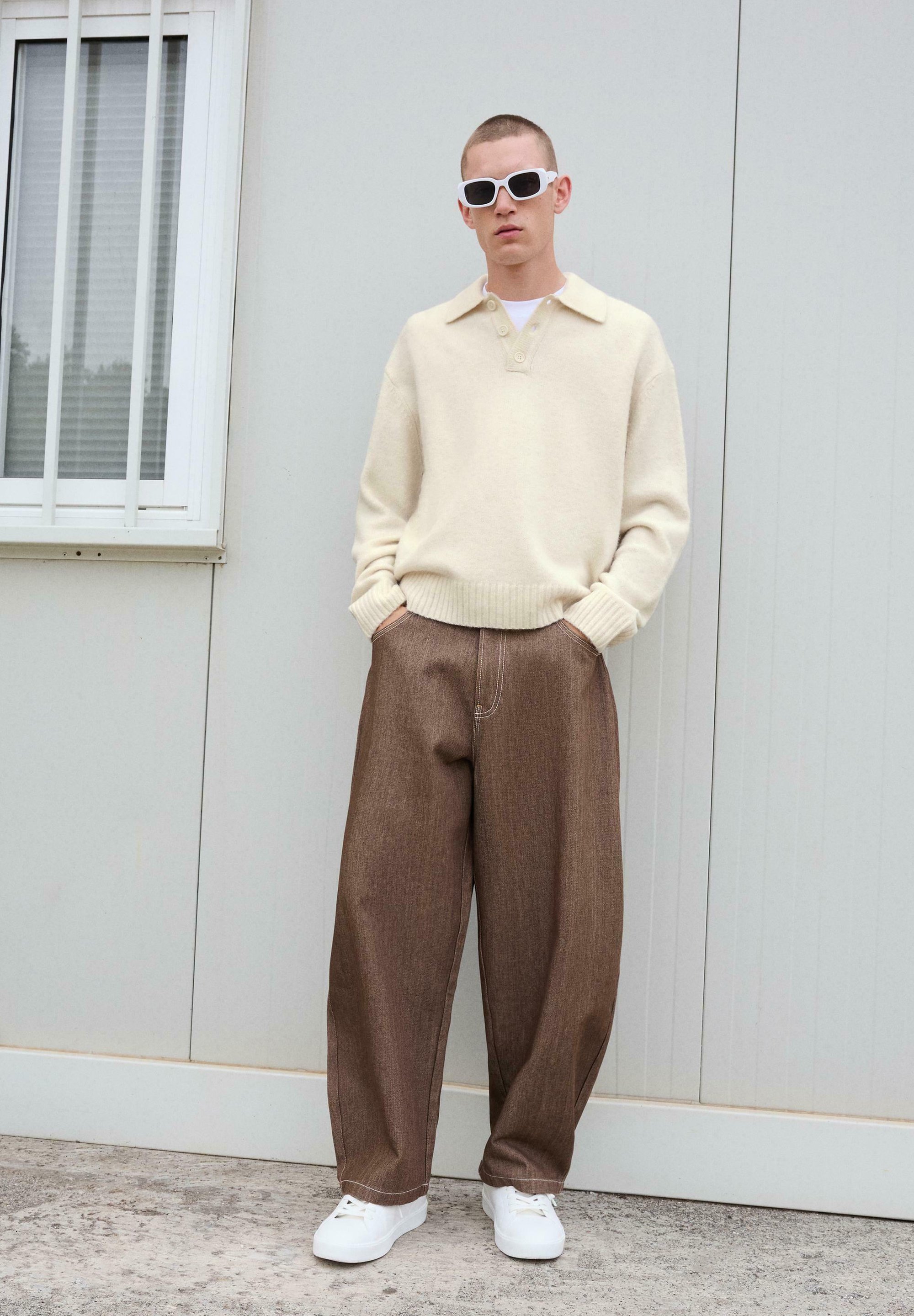 Bershka COLLAR - Pullover - sand
