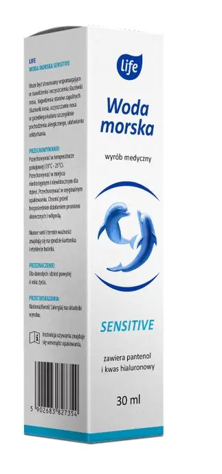 Life Woda Morska Sensitive z Pantenolem i Kwasem Hialuronowym, Aerozol do nosa