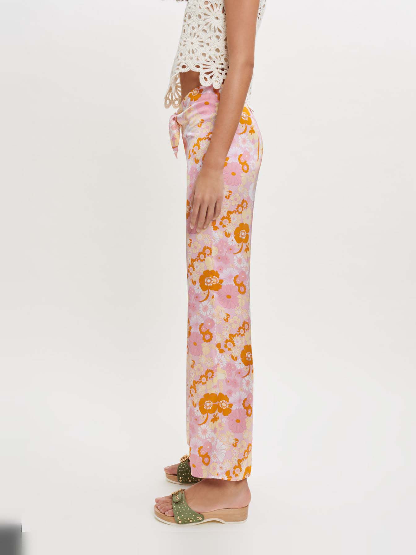 Pantalón fluido estampado Flower Power-Flower power rose