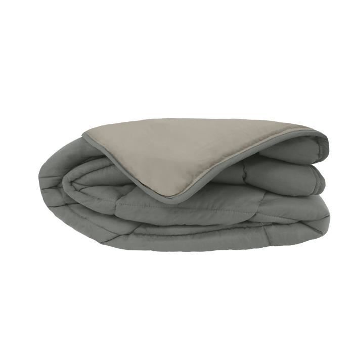 CALGARY - Edredom de Microfibra Quente 400g/m² - Cinza e Prata - 240 x 260 cm
