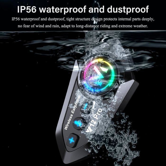 x Motorcycle Intercom Kit Bluetooth 5.4 Dual-Chip Audio-Multitasking Motorcycle Communication Systems, 500M Communication System