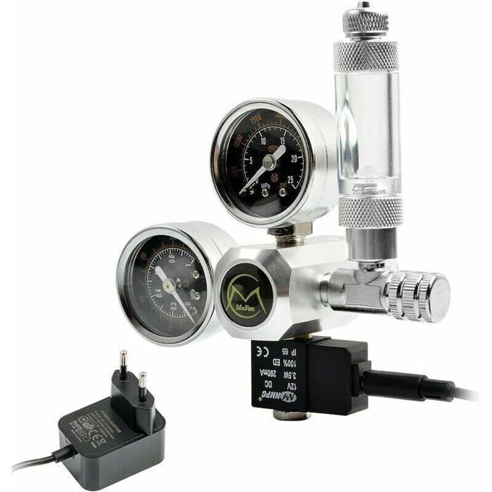 Régulateur de CO2 d'Aquarium avec Adaptateur 12V, Réducteur de Pression pour Aquarium, Manomètre Double inclut Compteur De