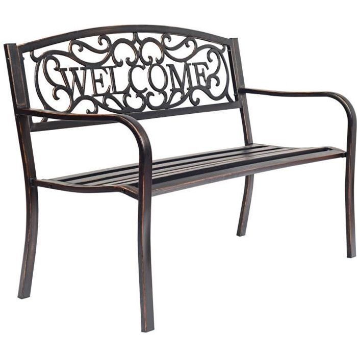 COSTWAY Outdoor Garden Bench, 3-Seater, Metal Frame, Antique Style, 127x63.5x89 cm, Weather Resistant, 320kg Load Capacity
