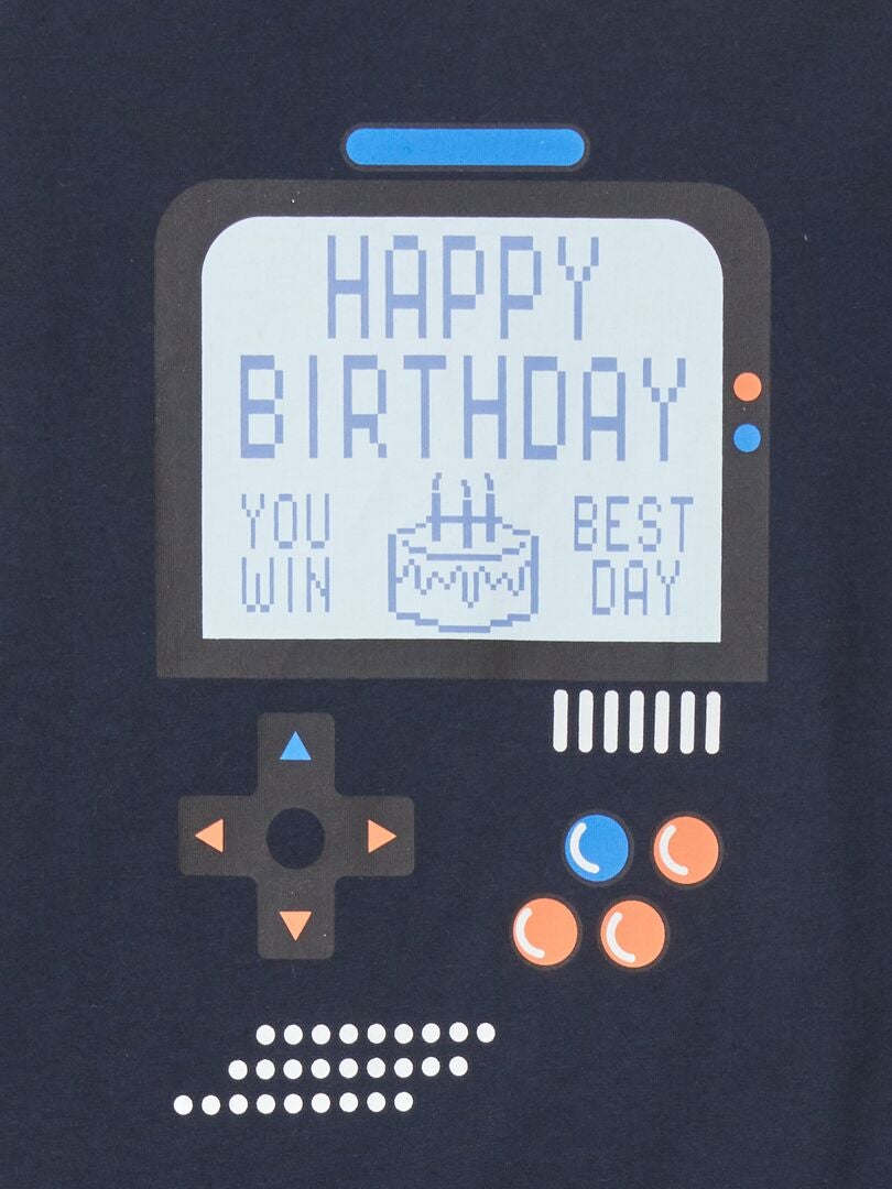 Camiseta de manga curta 'aniversário' - AZUL