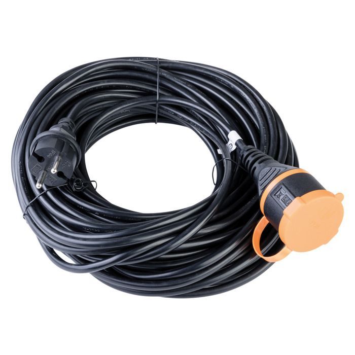 Cable de extensión impermeable 2P H05VV-F de 2 x 1,5 mm² y 10 m con clip de fijación - Naranja - Zenitech