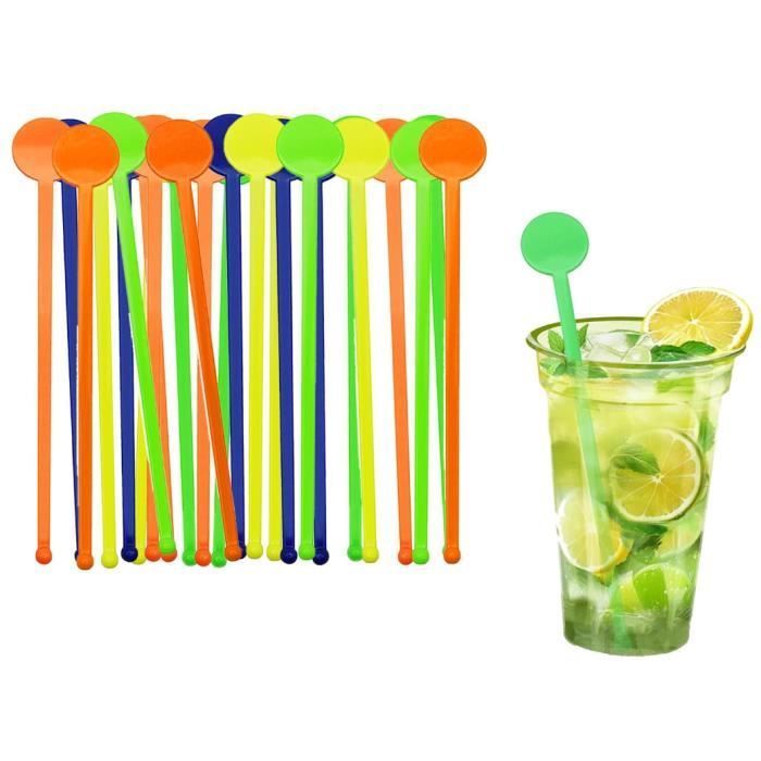 80 agitadores de cóctel reutilizables de 18 cm - Agitadores de bebidas coloridos y reutilizables de acrílico -yd