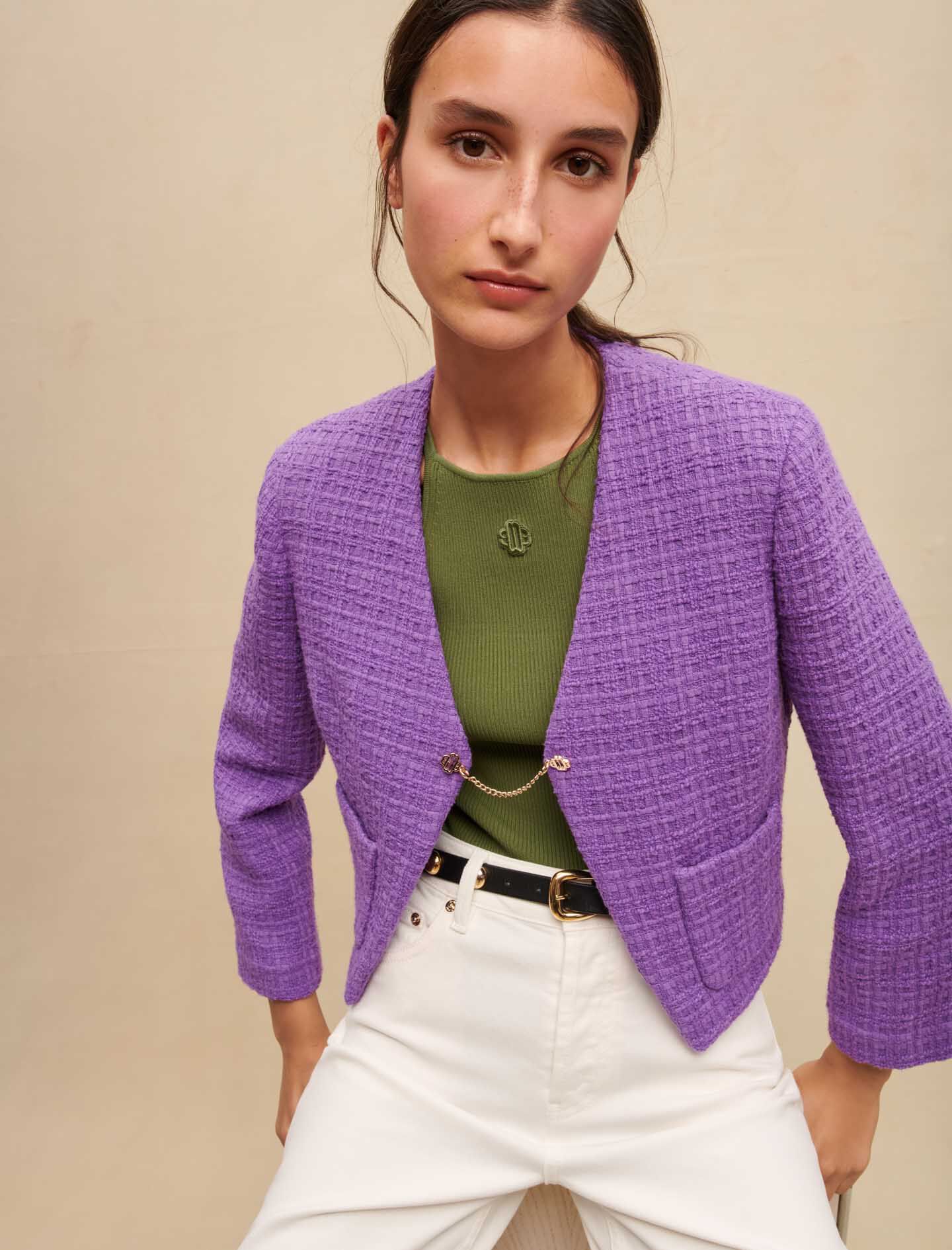 Jachetă scurtă din tweed - Violet