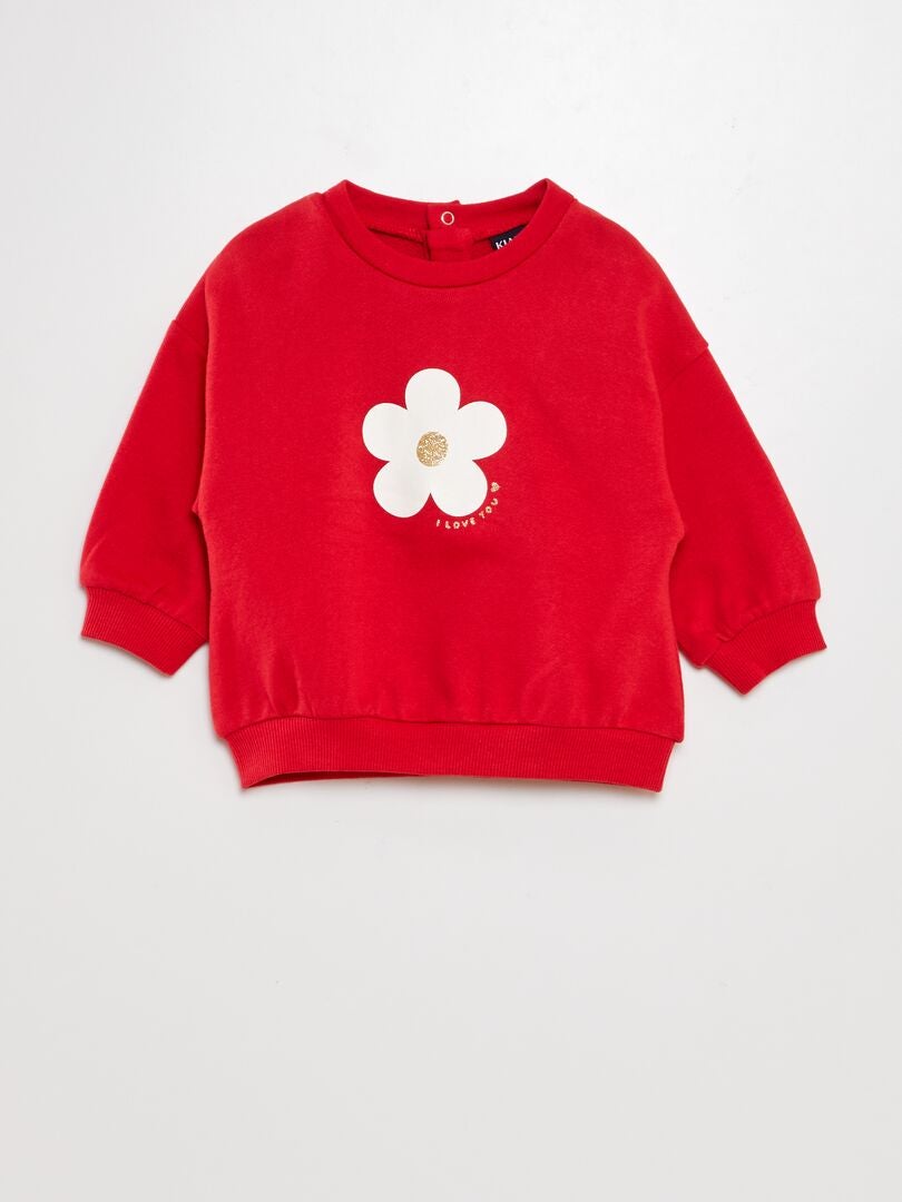 Moletom folgado com estampa - VERMELHO