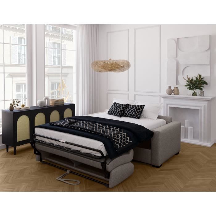 Express convertible sofa - MARIUS - Beige fabric - 14cm mattress - 190 x 100 x 87 cm