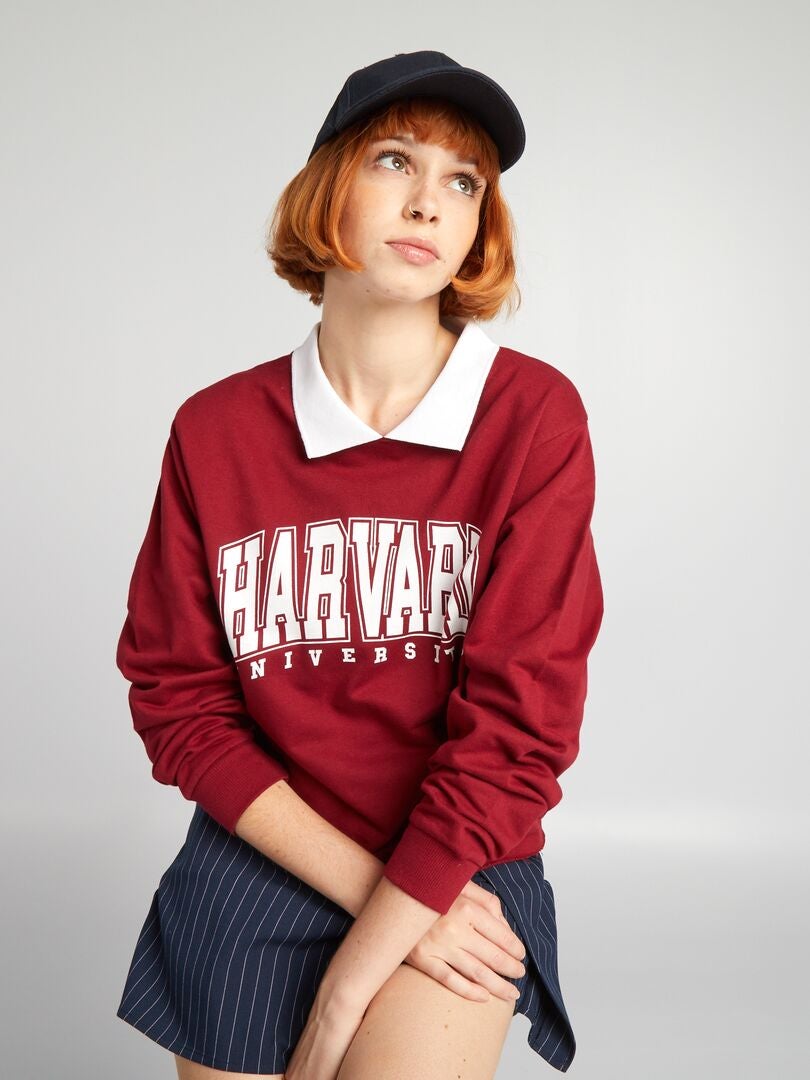 Korte sweater van fleece - ROOD